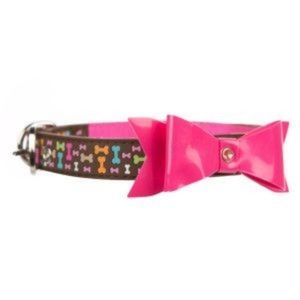 XL Pink Bow Dog Collar